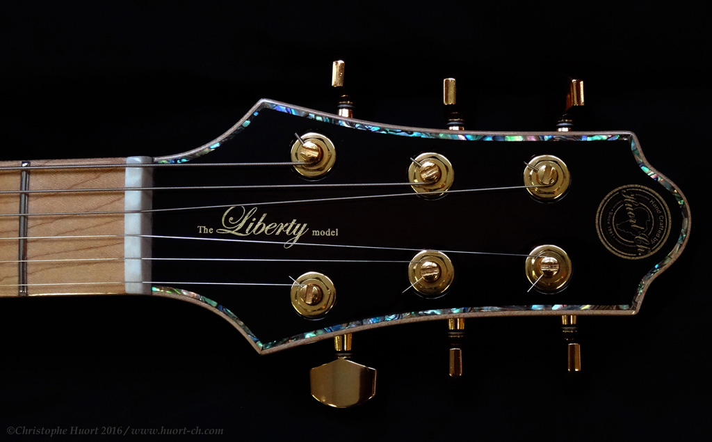 Manche et mécanique d'une guitare Liberty.